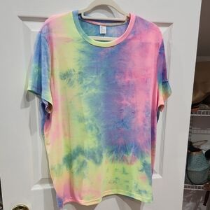 New Tie Dye Tee Shirt. Size XL. Verdusa. Pink Yellow Purple Green. SS